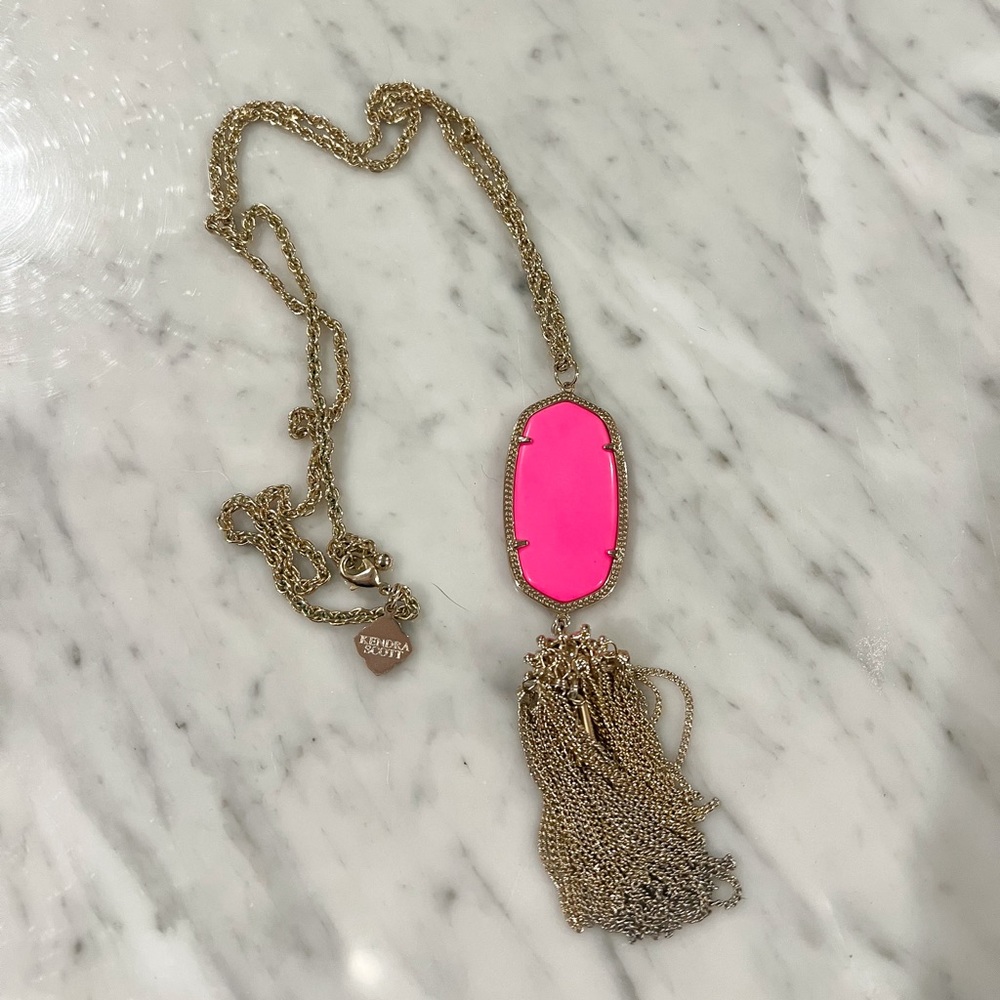 Kendra Scott Rayne Necklace - Neon Pink  & Gold